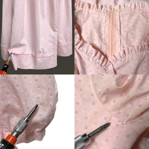 Vintage Cottagecore Puff Sleeve Dress Victorian Maxi Princess Preppy Ruffle. - Picture 14 of 14